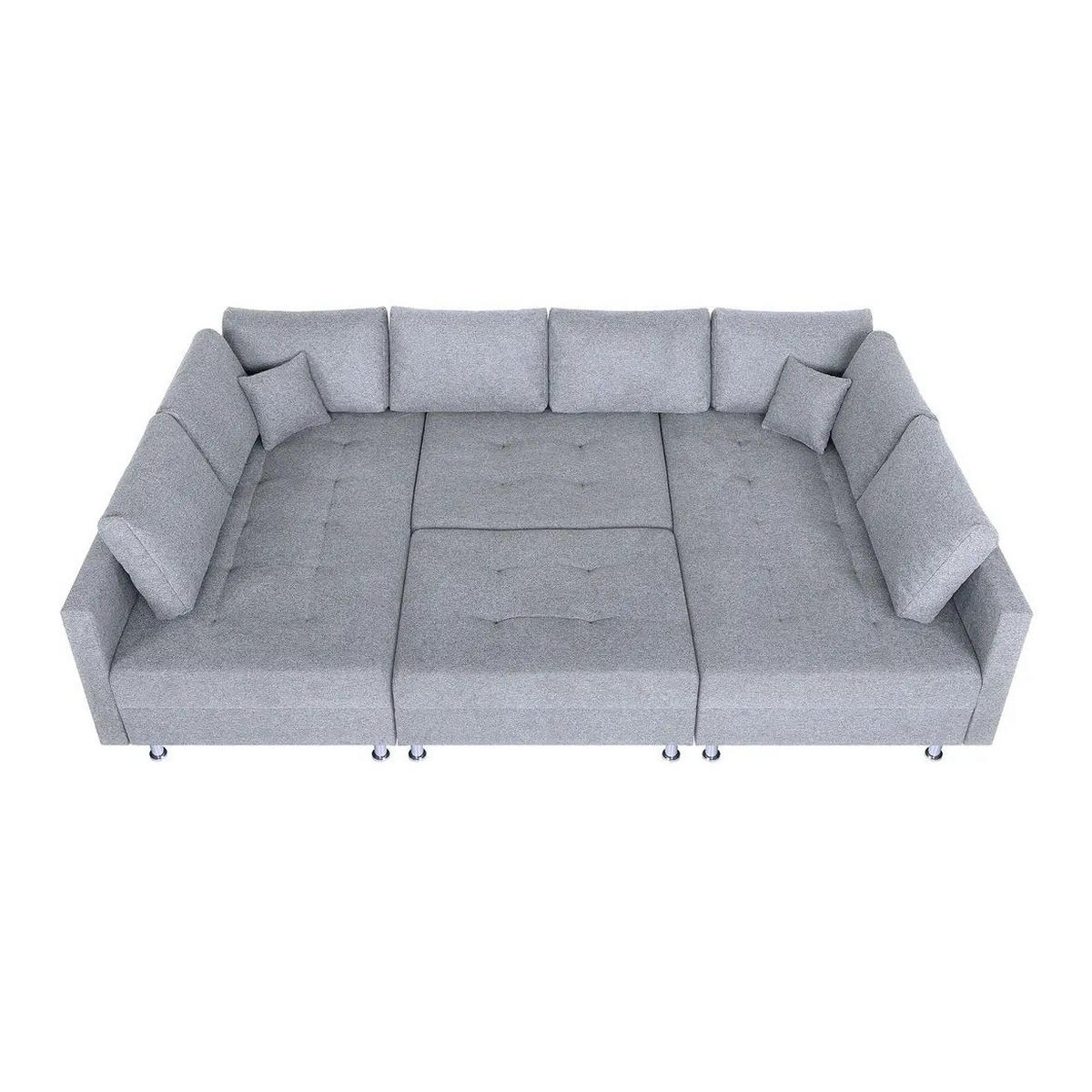 WOHNLANDSCHAFT Silberfarben Webstoff  - Chromfarben/Silberfarben, Design, Textil (192/308/192cm) - P & B