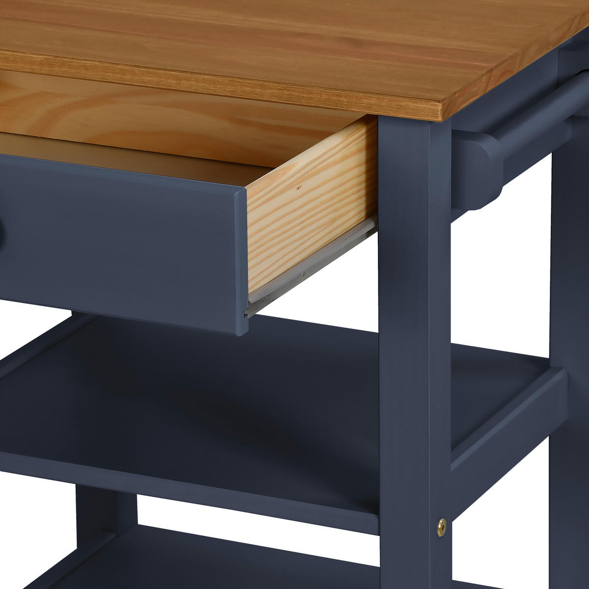 SERVIERWAGEN Kiefer massiv Braun, Grau  - Dunkelgrau/Zinkfarben, MODERN, Holz/Kunststoff (50/90,6/40cm) - Livetastic