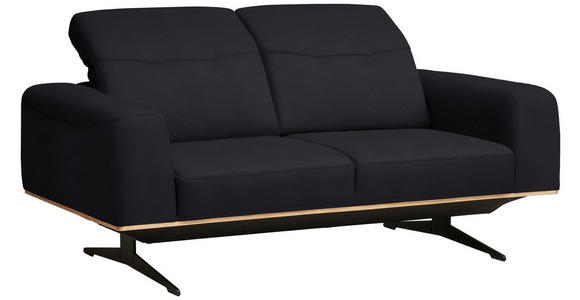 2-SITZER-SOFA  in Echtleder Dunkelbraun   - Dunkelbraun/Schwarz, Design, Leder/Holz (174/76-97/102cm) - Novel