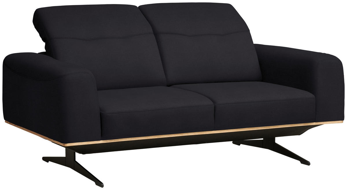 2-SITZER-SOFA in Echtleder Dunkelbraun  - Dunkelbraun/Schwarz, Design, Leder/Holz (174/76-97/102cm) - Novel