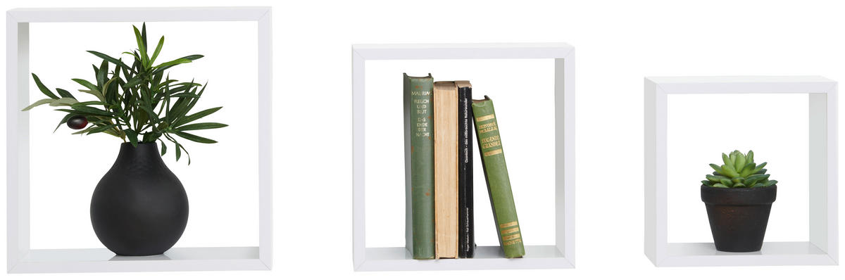 WANDREGALSET 20-28/20-28/12 cm  - Weiß, Basics, Holzwerkstoff (20-28/20-28/12cm) - Xora