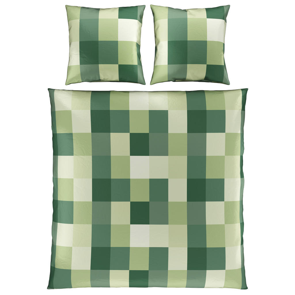 Thumbnail - Novel Bettwäsche Beaufiat check, Grün, Textil, Karo, 200x200 cm, Übergröße, hautfreundlich, atmungsaktiv, pflegeleicht, ...