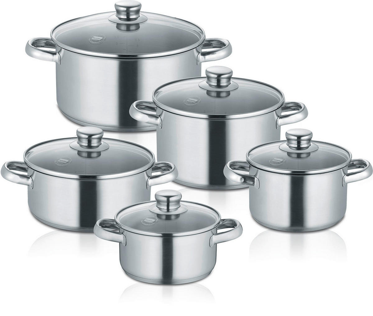 KOCHTOPFSET Arnsberg 5-teilig  - Silberfarben, Basics, Metall (48,5/28,7/24,5cm) - Berndes