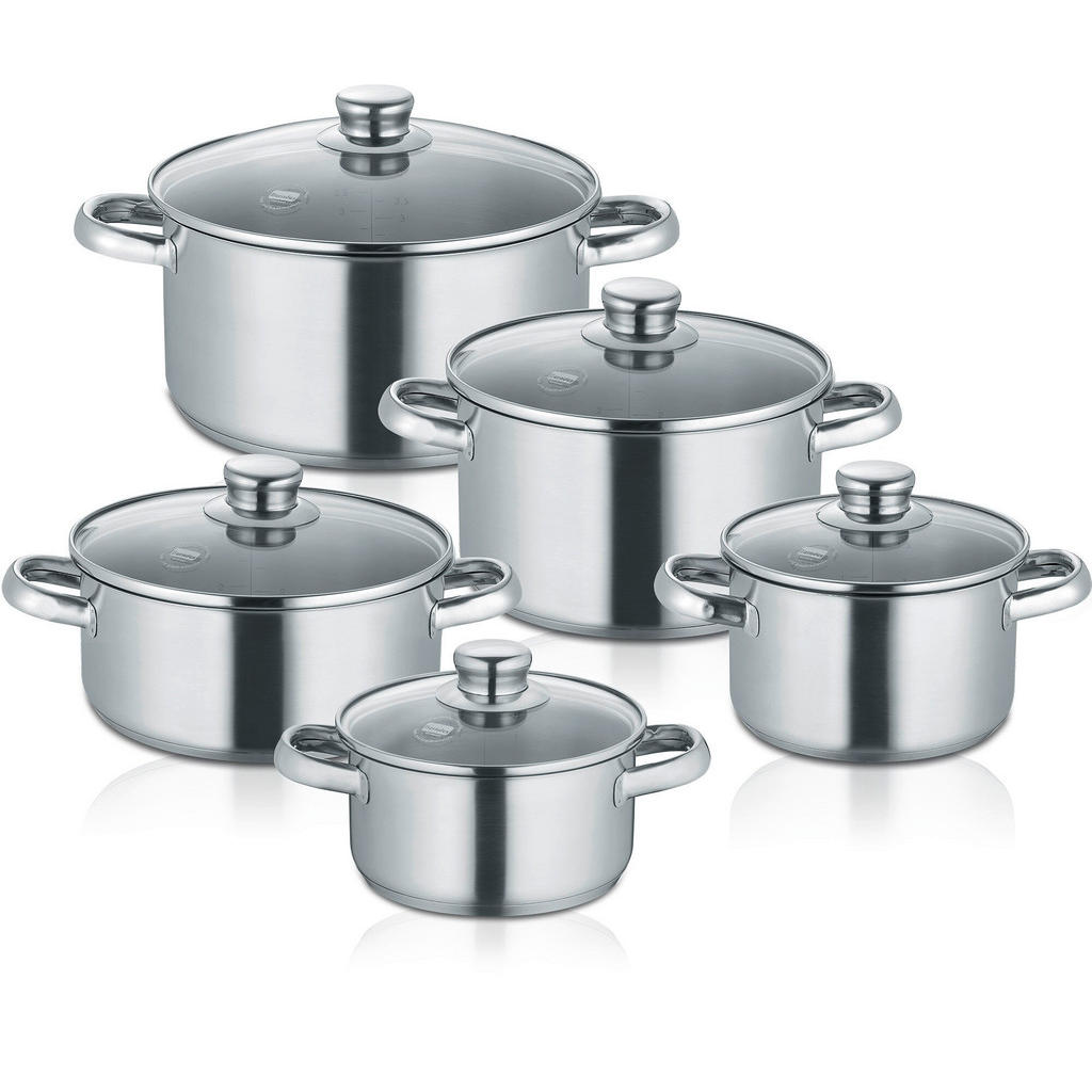Thumbnail - Berndes Kochtopfset Arnsberg, Silber, Metall, 5-teilig, 16 cm,20 cm, 28.7x24.5x48.5 cm, Kochen, Töpfe, Topfsets
