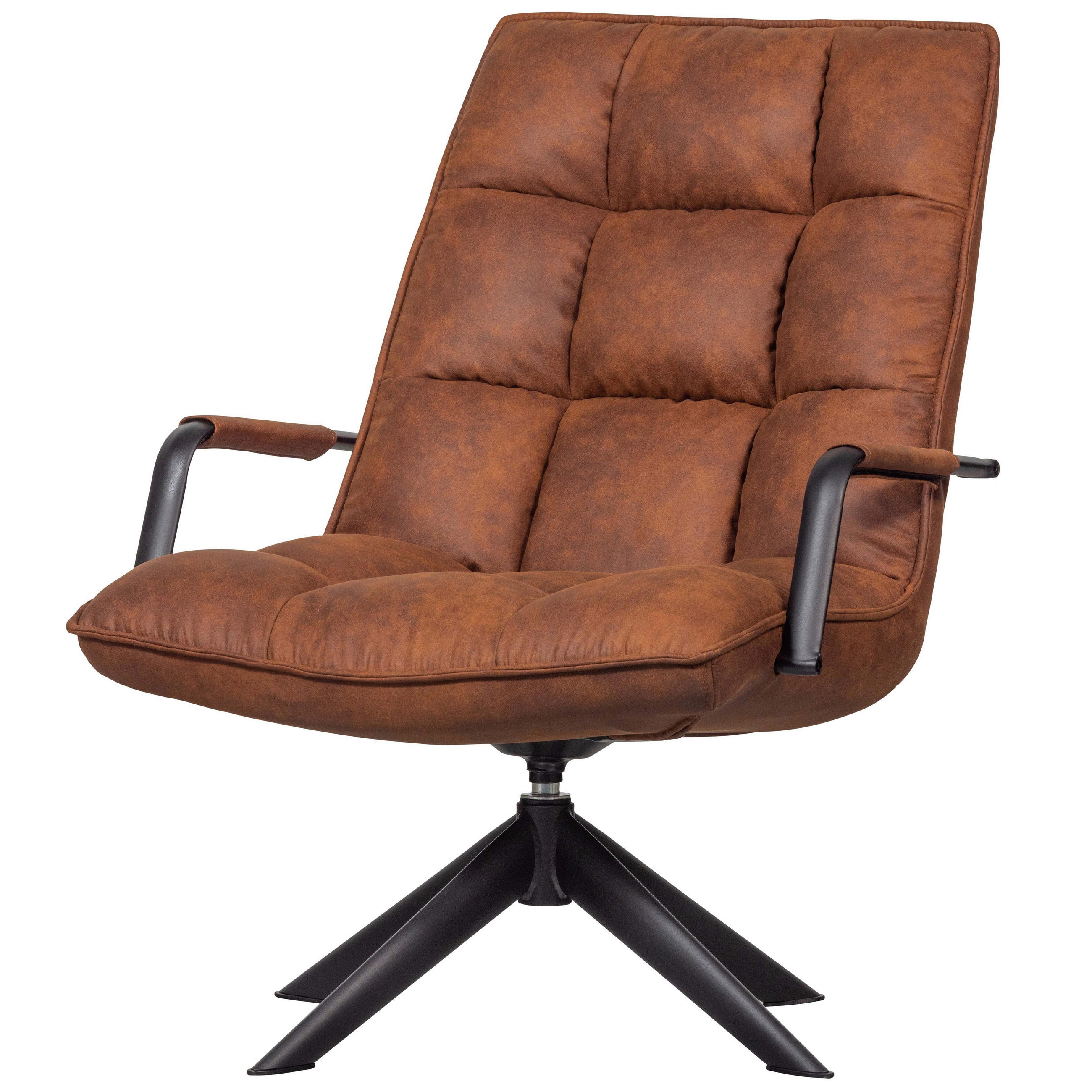 SESSEL in Lederlook Cognac  - Cognac/Schwarz, Design, Textil/Metall (77/97/69cm) - Livetastic