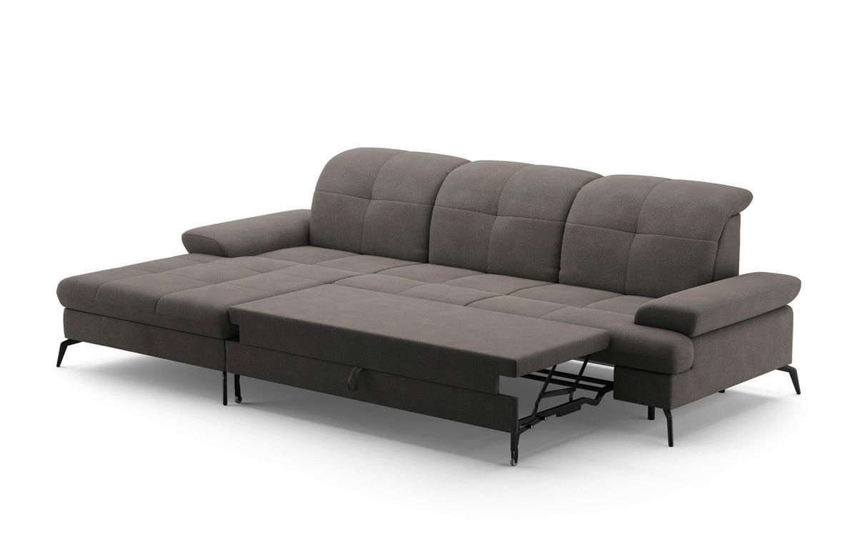 ECKSOFA in Flachgewebe Graphitfarben  - Schwarz/Graphitfarben, Konventionell, Textil/Metall (185/279cm) - Sit & More