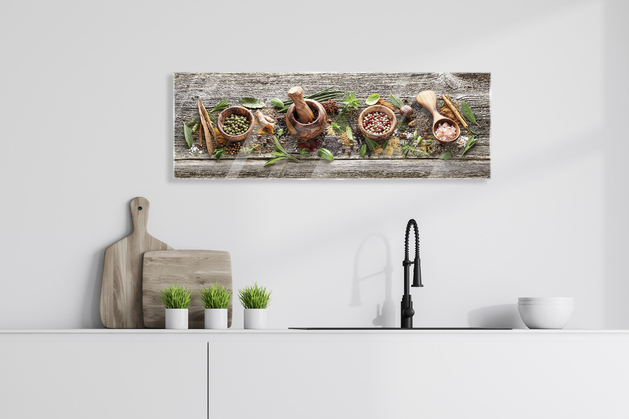 GLASBILD Gewürze  - Multicolor, Basics, Glas (33/98/1,40cm) - Euroart