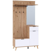 GARDEROBE  in 100/202/40 cm  - Weiß/Eiche Artisan, Design, Glas/Holzwerkstoff (100/202/40cm) - home24
