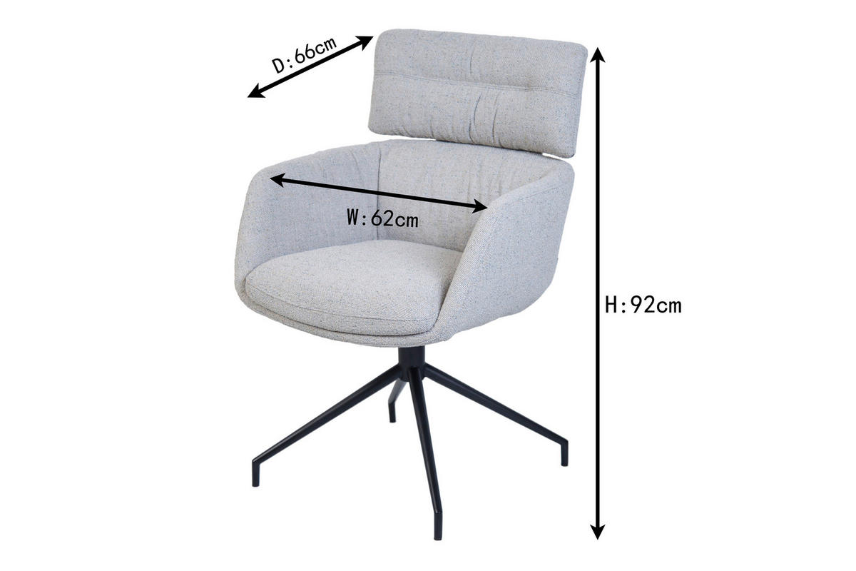 NASLANJAČ, kovina, tekstil siva, črna  - črna/siva, Design, kovina/tekstil (62/92/66cm) - Dieter Knoll