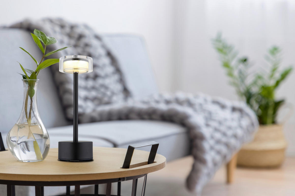 AKKU-TISCHLEUCHTE SHIRA 8/23,5 cm  - Klar/Opal, Design, Kunststoff/Metall (8/23,5cm) - Globo