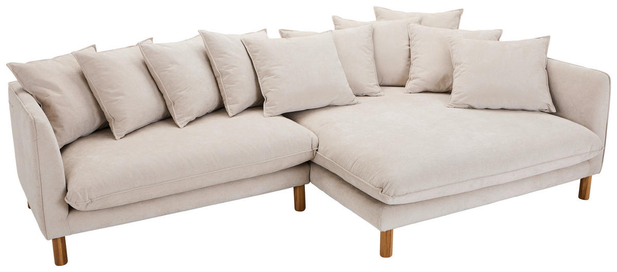 ECKSOFA Beige Chenille  - Beige/Buchefarben, KONVENTIONELL, Holz/Textil (276/162cm) - Carryhome