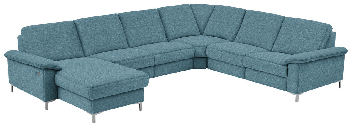 WOHNLANDSCHAFT in Chenille Blau  - Blau/Alufarben, Design, Textil/Metall (170/333/265cm) - Dieter Knoll