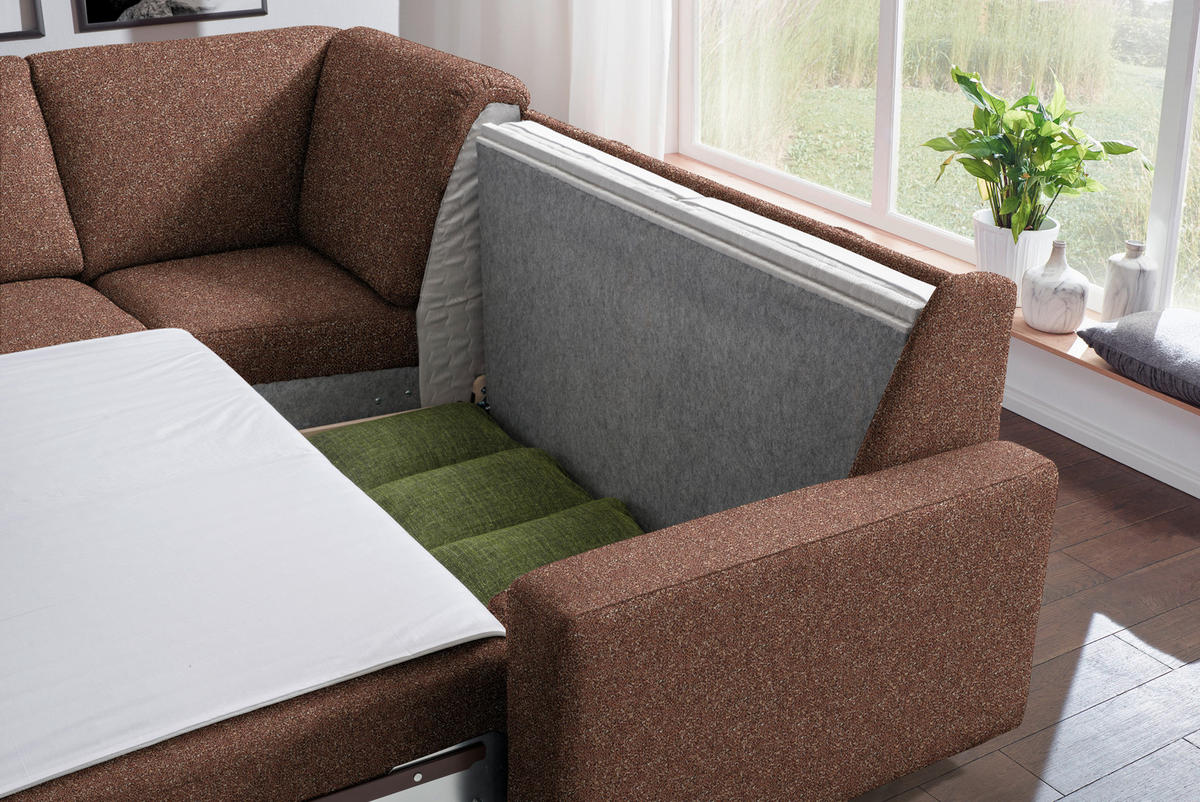 WOHNLANDSCHAFT  in Mikrovelours Terracotta  - Anthrazit/Terracotta, KONVENTIONELL, Textil (158/323/237cm) - Sedda