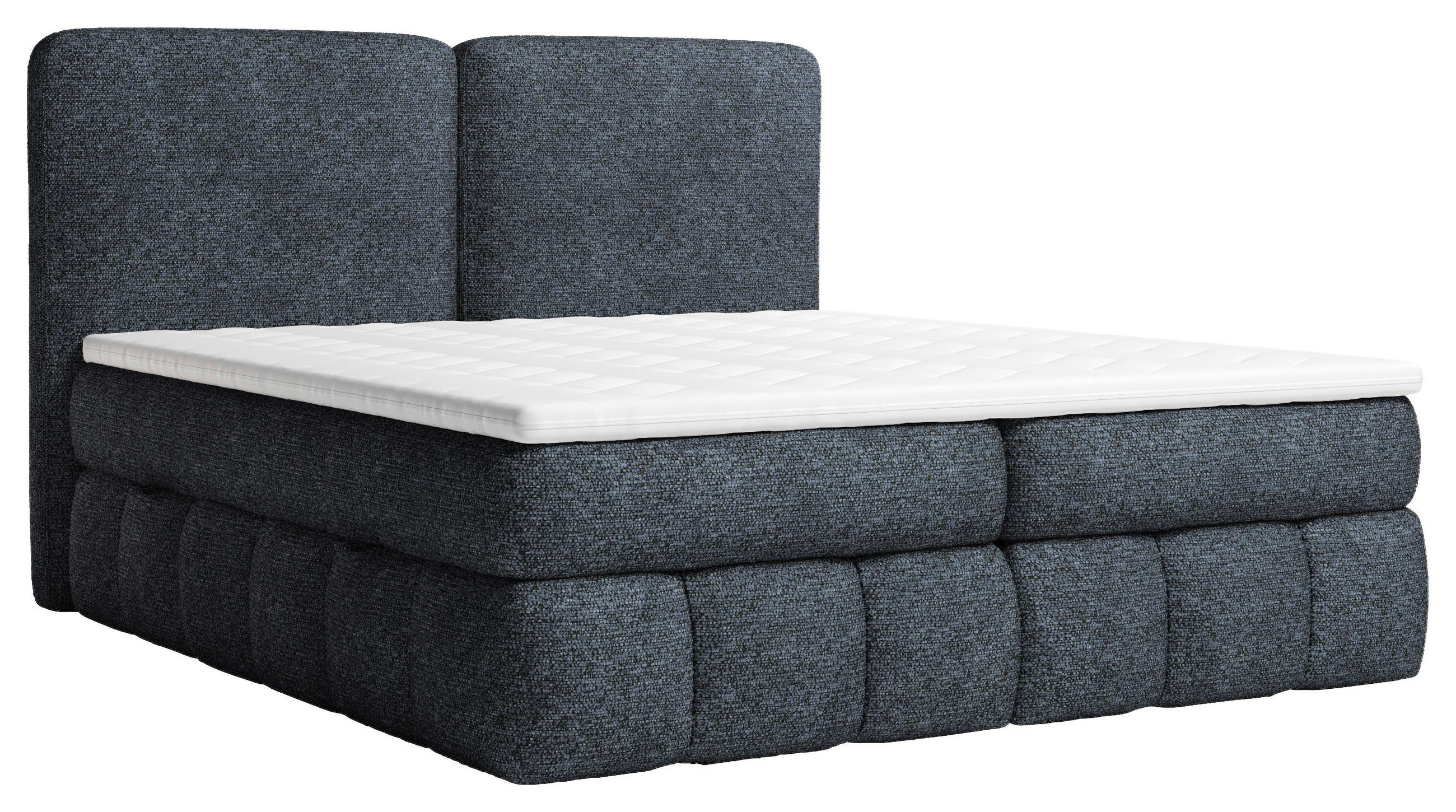 BOXBETT 140/200 cm,  in Dunkelblau, Bettkasten, Topper, Matratzen, H3 = fest  - Schwarz/Dunkelblau, KONVENTIONELL, Kunststoff/Textil (140/200cm) - Carryhome