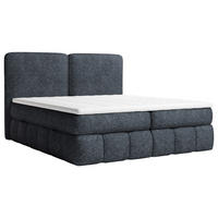 BOXBETT 180/200 cm,  in Dunkelblau, Bettkasten, Topper, Matratzen, H3 = fest  - Schwarz/Dunkelblau, KONVENTIONELL, Kunststoff/Textil (180/200cm) - Carryhome