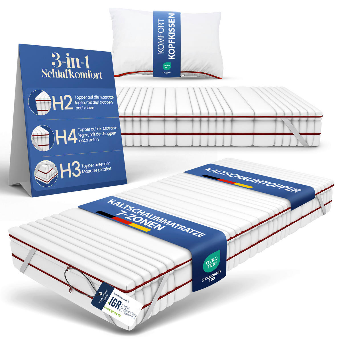 MATRATZENSET 100/200 cm  - Weiß, Basics, Textil (100/200cm) - Chameo