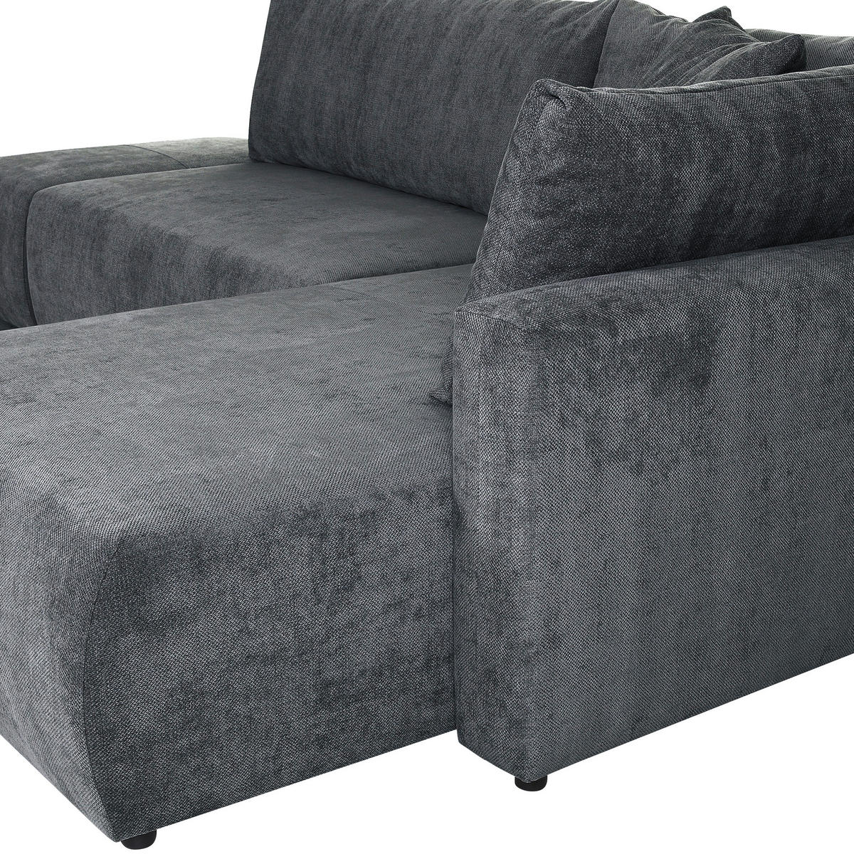 ECKSOFA in Flachgewebe Dunkelgrau  - Dunkelgrau/Schwarz, KONVENTIONELL, Kunststoff/Textil (295/200cm) - Carryhome