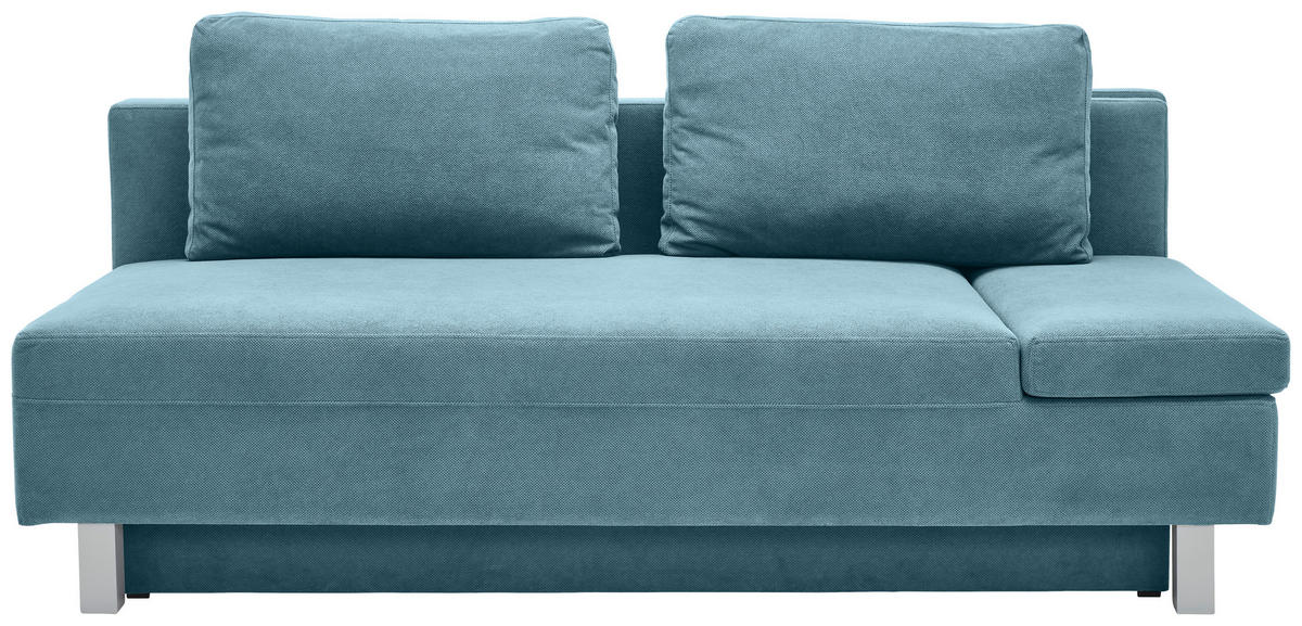 SCHLAFSOFA in Flachgewebe Blau  - Chromfarben/Blau, Design, Holz/Textil (205/77-93/99cm) - Novel