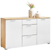 KOMODA, bela, hrast - aluminij/bela, Design, kovina/steklo (145/82/40cm) - VOLEO