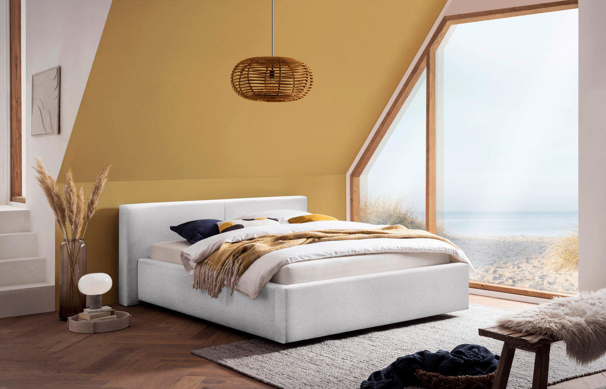 POLSTERBETT 140/200 cm  Hellgrau  - Hellgrau, Basics, Holz/Textil (140/200cm) - Boxxx