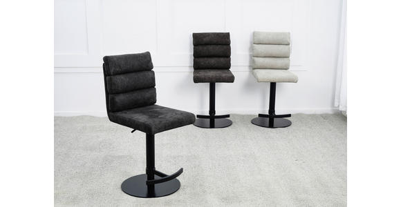 BARHOCKER Webstoff Anthrazit Eisen Stoffauswahl, Sitzfläche 360° drehbar  - Anthrazit/Schwarz, Design, Textil/Metall (42/90-117/58,5cm) - Novel