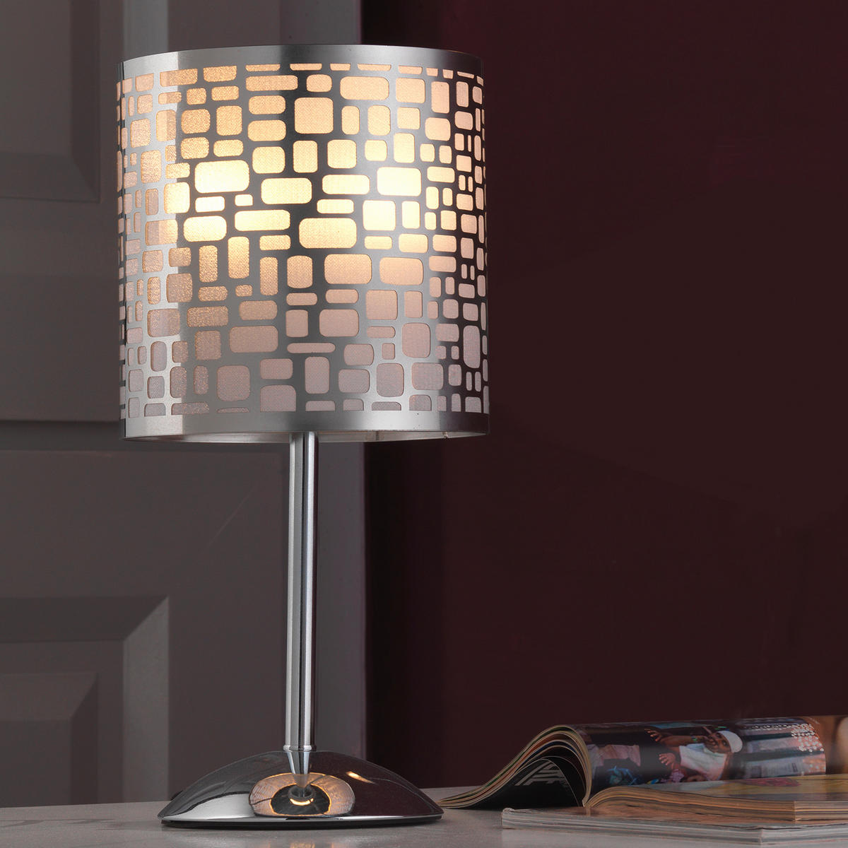 TISCHLEUCHTE 30/30/53 cm   - Chromfarben/Dunkelgrau, Basics, Kunststoff/Metall (30/30/53cm)