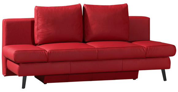 SCHLAFSOFA in Echtleder Rot - Rot/Schwarz, MODERN, Leder/Metall (200/85/90cm) - Novel