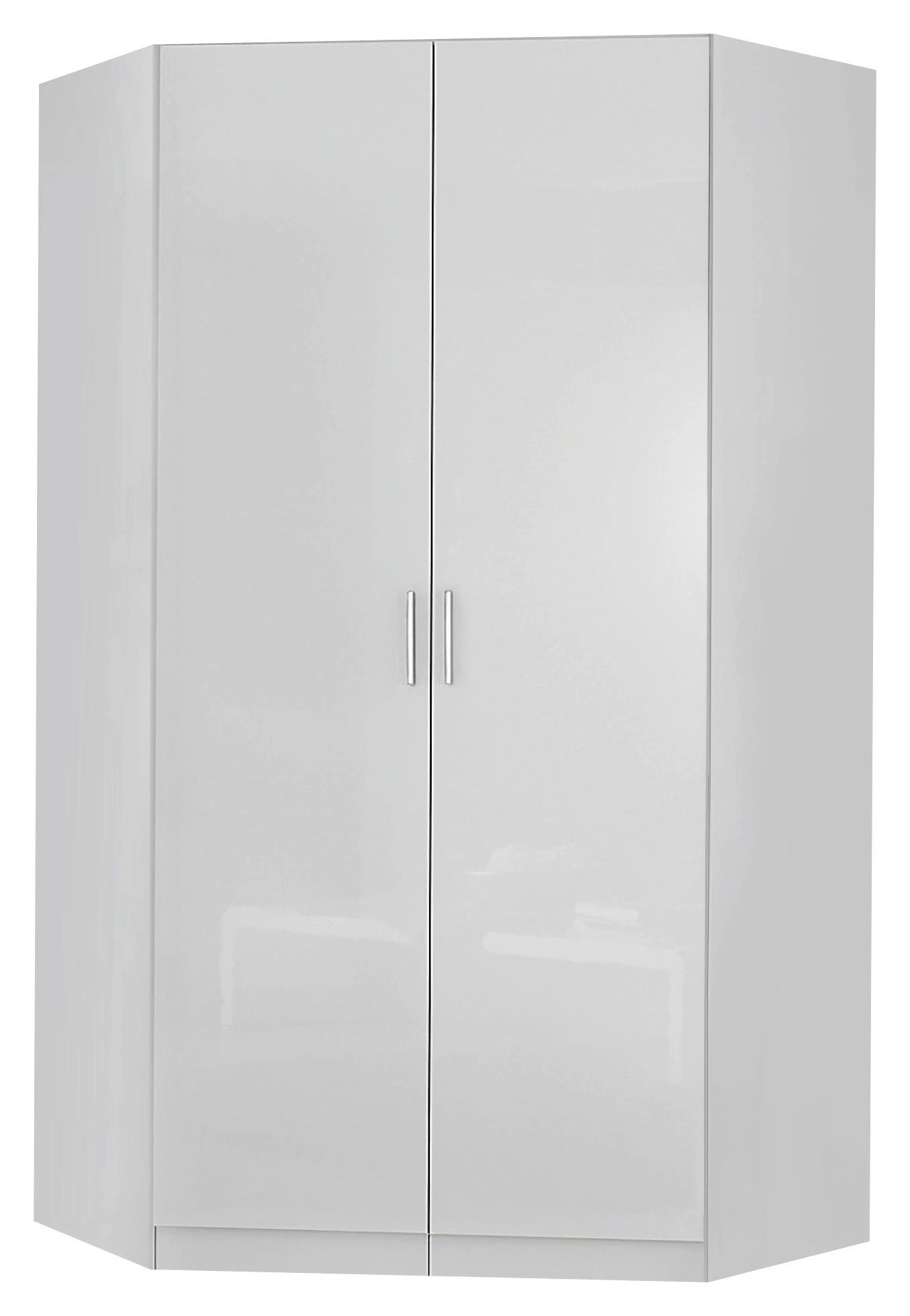 ECKSCHRANK 117/197/117 cm - Weiß Hochglanz/Alufarben, Design, Holzwerkstoff/Kunststoff (117/197/117cm) - Carryhome