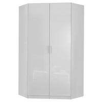 ECKSCHRANK 117/197/117 cm  - Weiß Hochglanz/Alufarben, Design, Holzwerkstoff/Kunststoff (117/197/117cm) - Carryhome