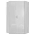 ECKSCHRANK 117/197/117 cm  - Weiß Hochglanz/Alufarben, Design, Holzwerkstoff/Kunststoff (117/197/117cm) - Carryhome
