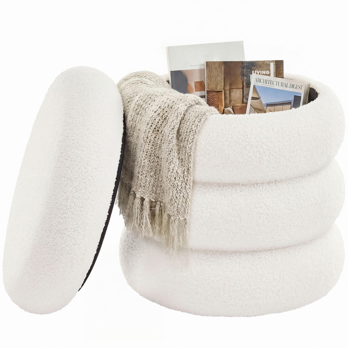 HOCKER Vliesstoff, Teddystoff Weiß  - Schwarz/Weiß, Basics, Papier/Kunststoff (43/47/43cm)