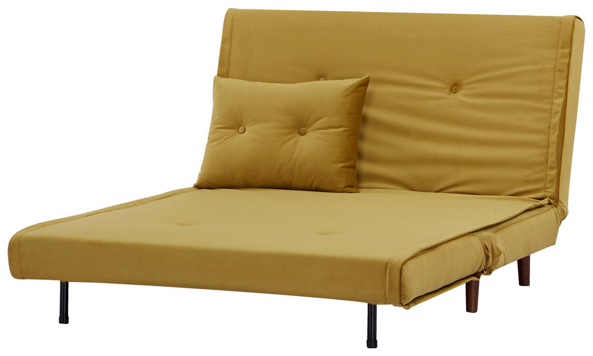 CANAPEA EXTENSIBILĂ textil galben  - galben/culoare lemn mesteacăn, Design, lemn/textil (122/81/88cm) - Livetastic