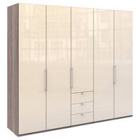 FALTTÜRENSCHRANK  in Trüffeleichefarben, Magnolie  - Chromfarben/Magnolie, KONVENTIONELL, Glas/Holzwerkstoff (250/216/58cm) - Venda