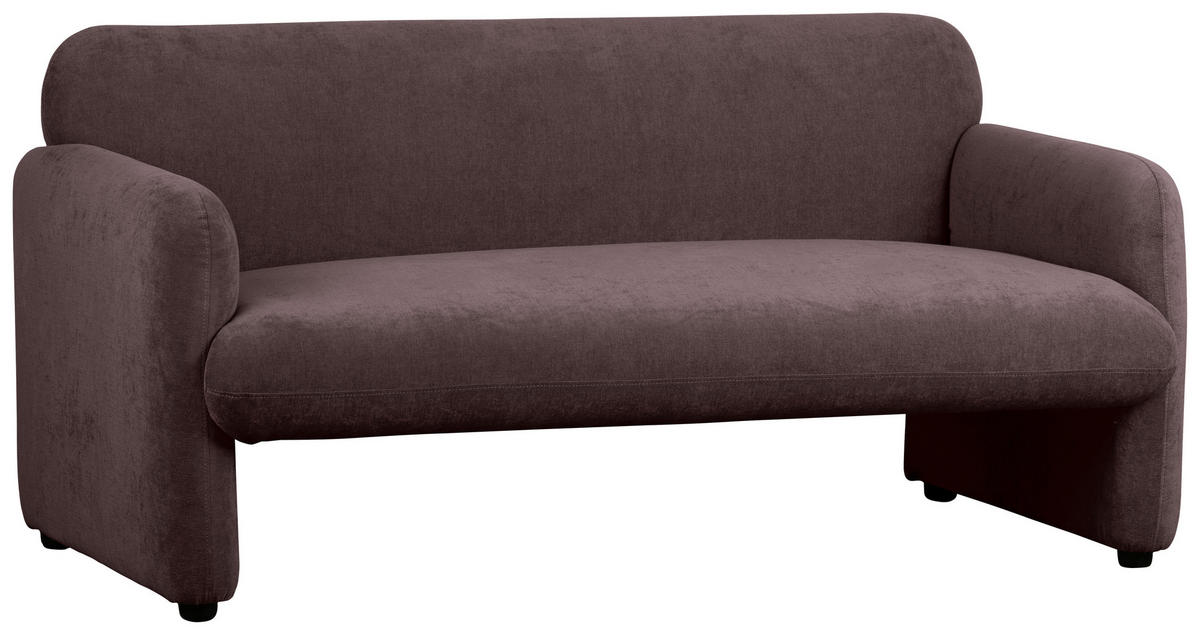 2-SITZER-SOFA MILA Samt Dunkelrot  - Schwarz/Dunkelrot, Design, Kunststoff/Textil (148/83/76cm) - MID.YOU