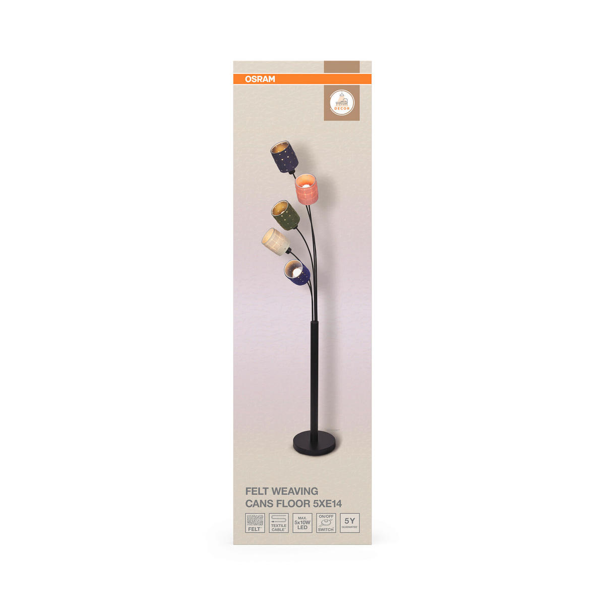 STEHLEUCHTE 50.5/173 cm    - Multicolor, Basics, Naturmaterialien/Metall (50.5/173cm) - Osram
