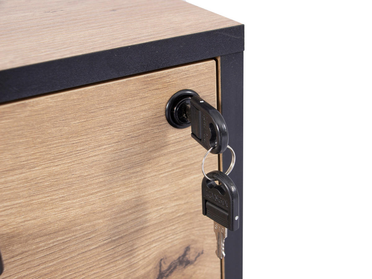 ROLLCONTAINER 43/56/60 cm  - Schwarz/Eiche Artisan, MODERN, Holzwerkstoff/Kunststoff (43/56/60cm) - Livetastic