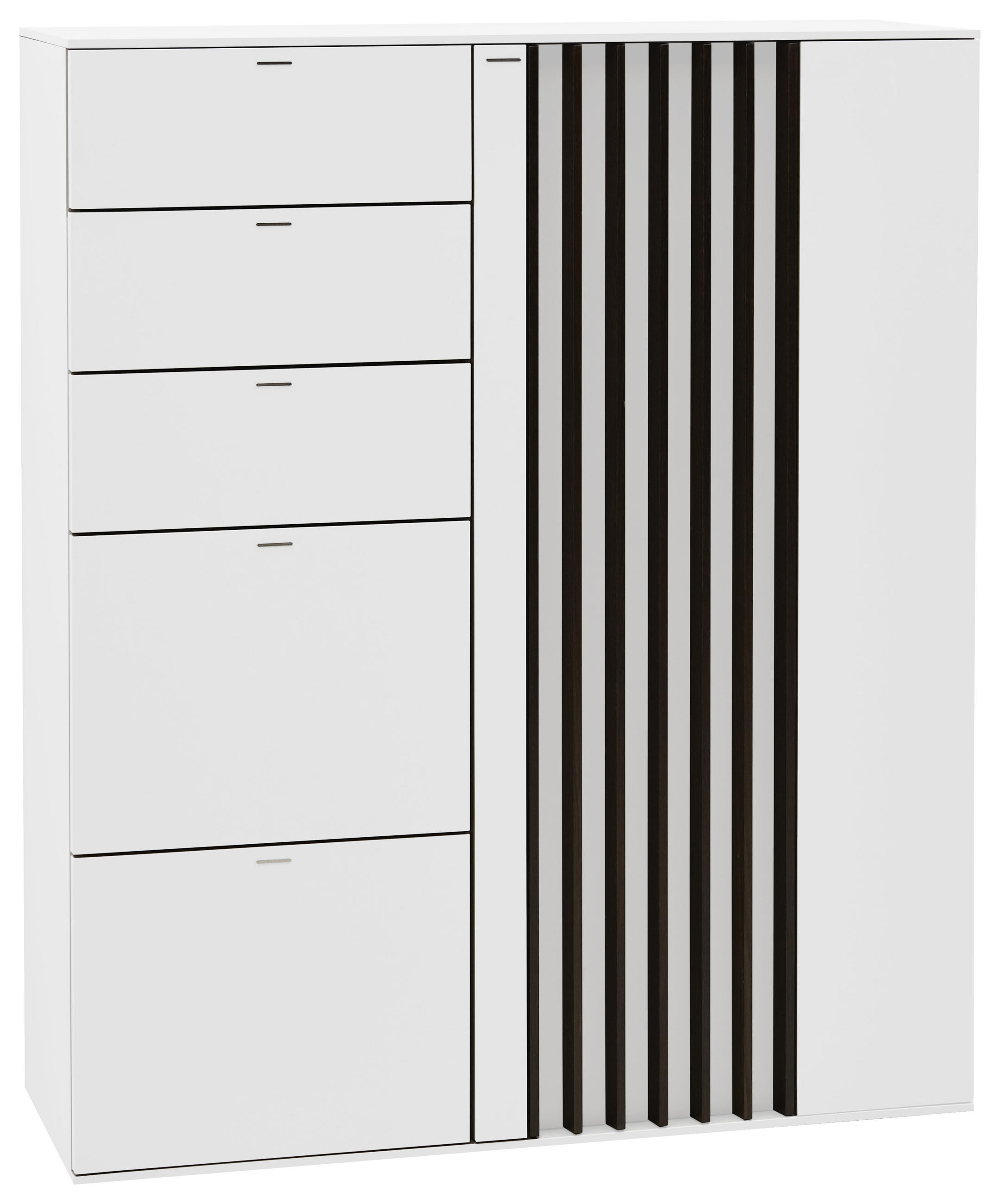 HIGHBOARD Eiche furniert Weiß, Mooreichefarben - Mooreichefarben/Schwarz, KONVENTIONELL, Holz/Holzwerkstoff (105/127,8/37,1cm) - Ambiente