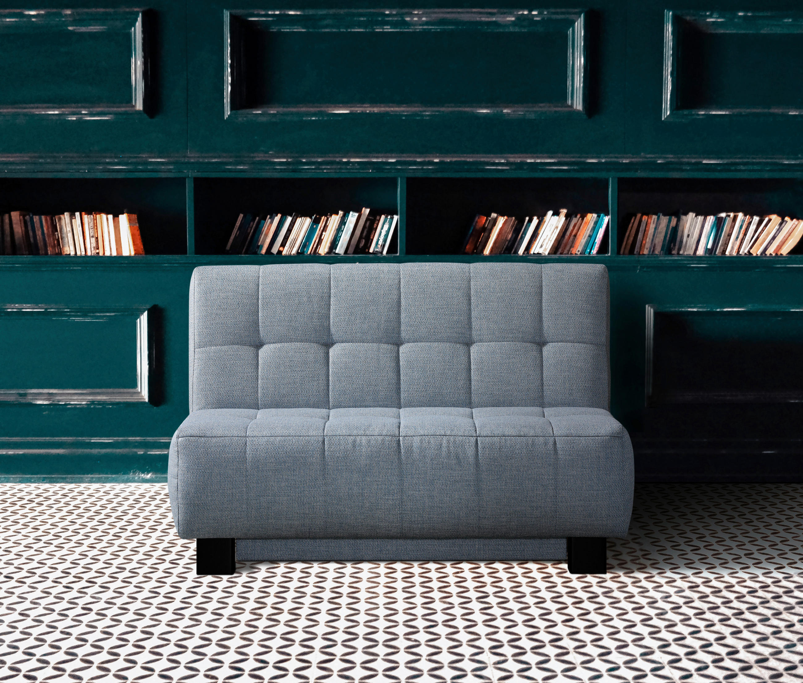 SCHLAFSOFA Hellblau  - Schwarz/Hellblau, Design, Textil/Metall (125/92/102cm) - Novel