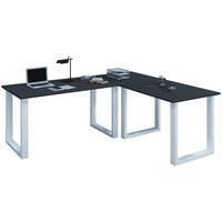 ECKSCHREIBTISCH 130/130/76 cm  in Anthrazit, Silberfarben  - Anthrazit/Silberfarben, Design, Holzwerkstoff/Metall (130/130/76cm) - MID.YOU