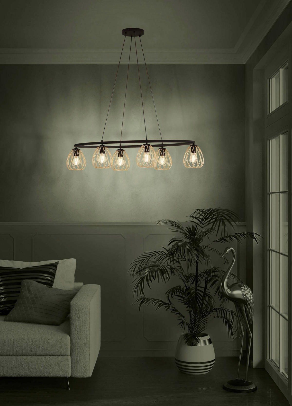 HÄNGELEUCHTE 116/56,5/150 cm  - Messingfarben/Schwarz, Design, Metall (116/56,5/150cm) - Eglo