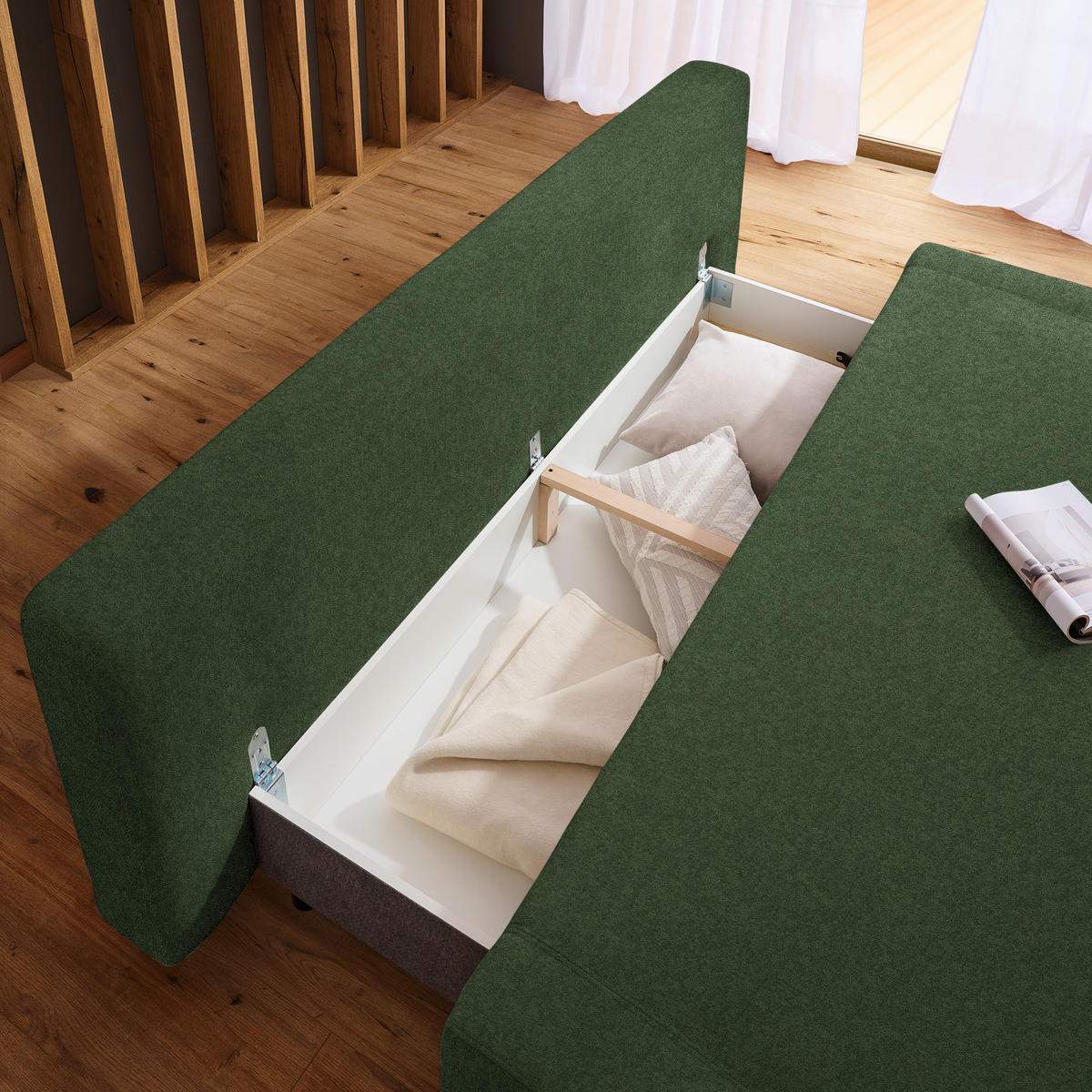 SCHLAFSOFA in Textil Olivgrün  - Naturfarben/Olivgrün, Design, Holz/Textil (211/88/102cm) - Niels Andersson