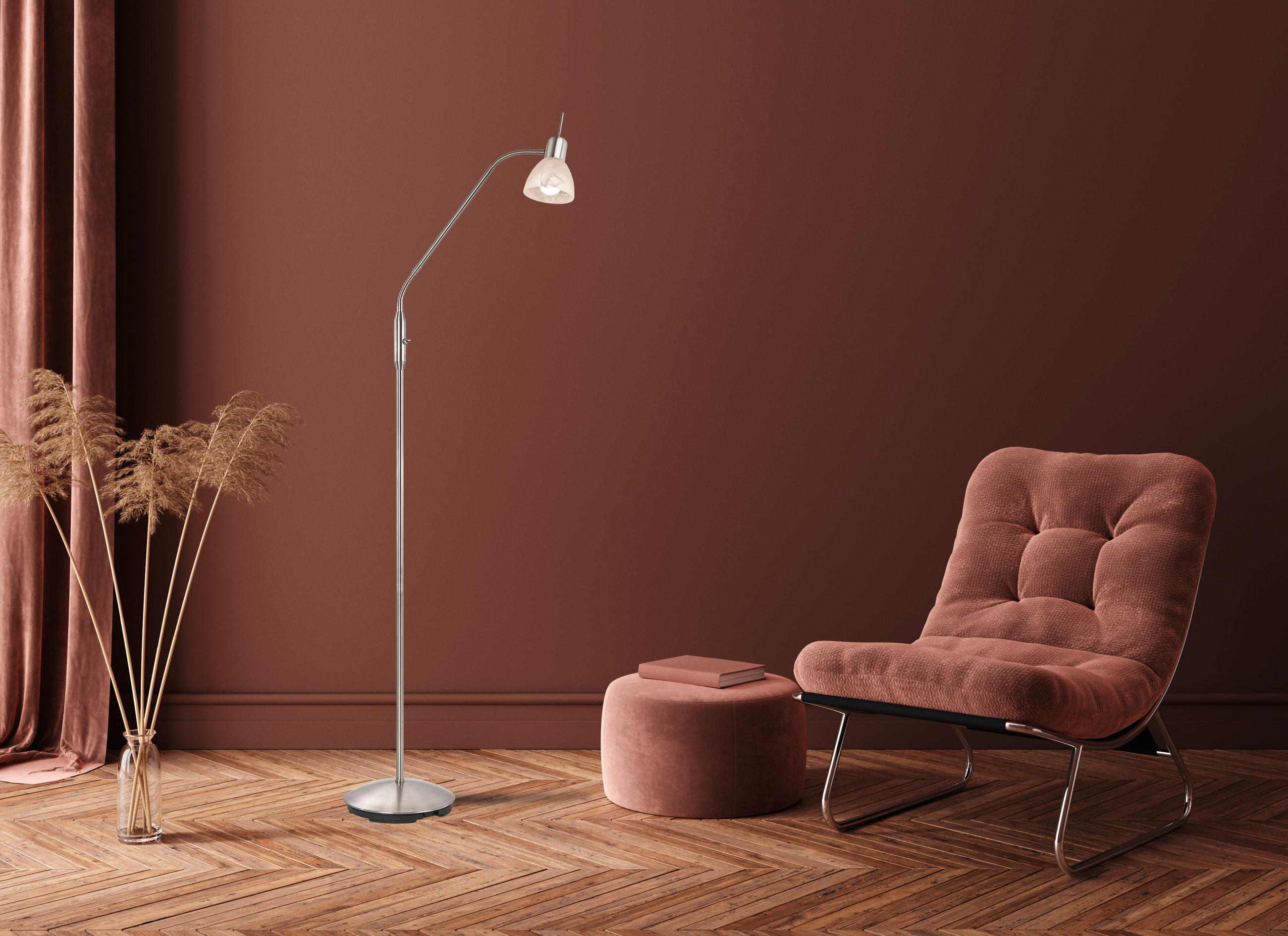 GOLVLAMPA DAYTONA 23/150 cm    - vit/alabasterfärg, Klassisk, metall/glas (23/150cm) - Globo