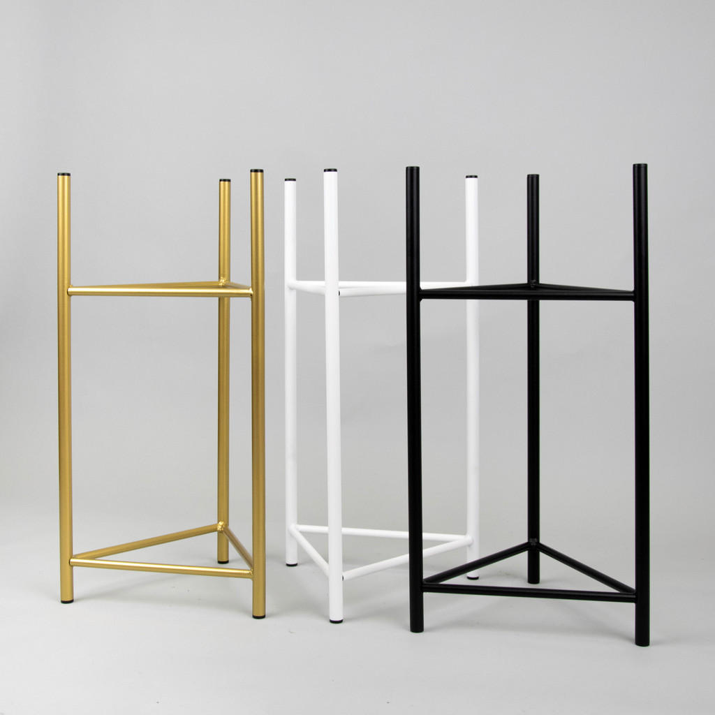 Thumbnail - Blumenständer, Gold, Metall, 27x60x27 cm, Handmade in Europe, UV-beständig, Wohnzimmer, Wohnzimmertische, Blumenständer