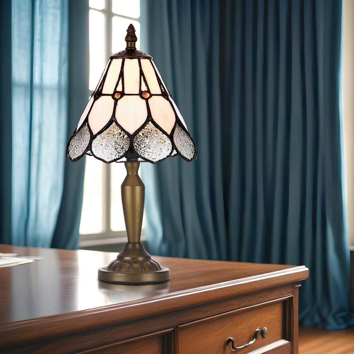 ASZTALI LÁMPA - barna/többszínű, Basics, Üveg/fém (32/17.5/17.5cm)