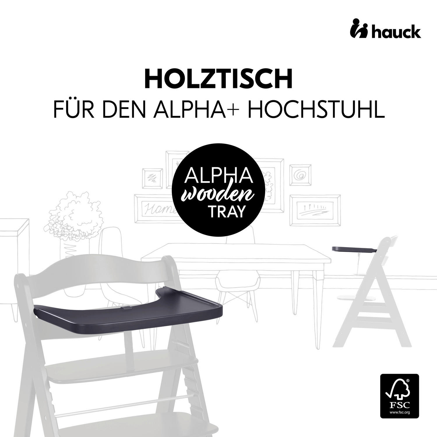 ESS- UND SPIELBRETT  - Dunkelgrau, Basics, Holz (46/3,5/38,5cm) - Hauck