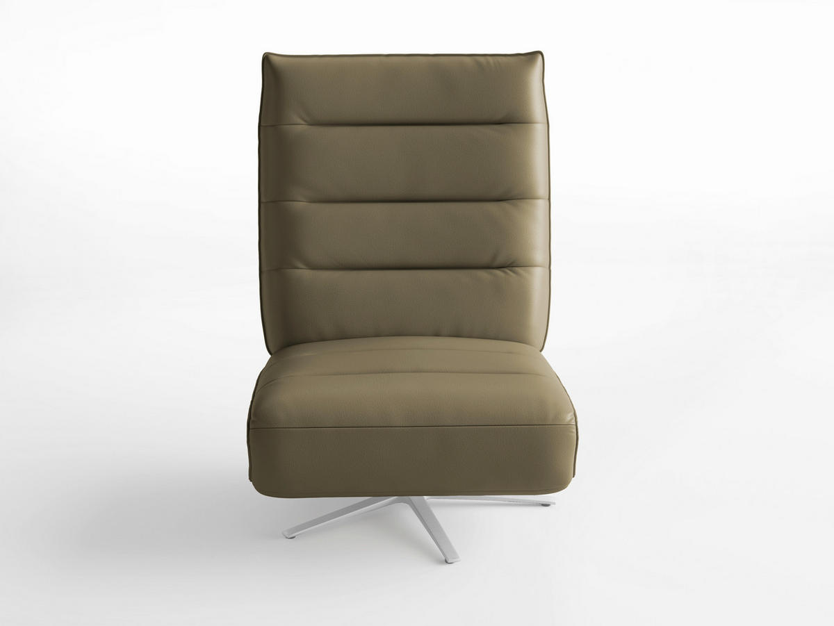 RELAXSESSEL Leder Olivgrün  - Silberfarben/Olivgrün, Basics, Leder/Metall (80/109/98cm) - Sit & More