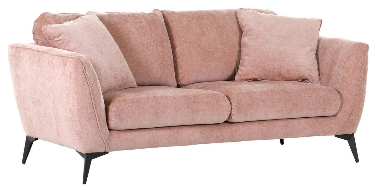2-SITZER-SOFA Flachgewebe Altrosa  - Schwarz/Altrosa, KONVENTIONELL, Textil/Metall (190/70/98cm) - Carryhome