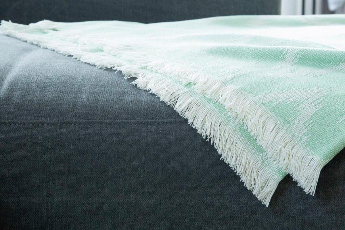 PLÄD 140/180 cm  - mintgrön/cremefärgad, Klassisk, textil (140/180cm) - Tom Tailor