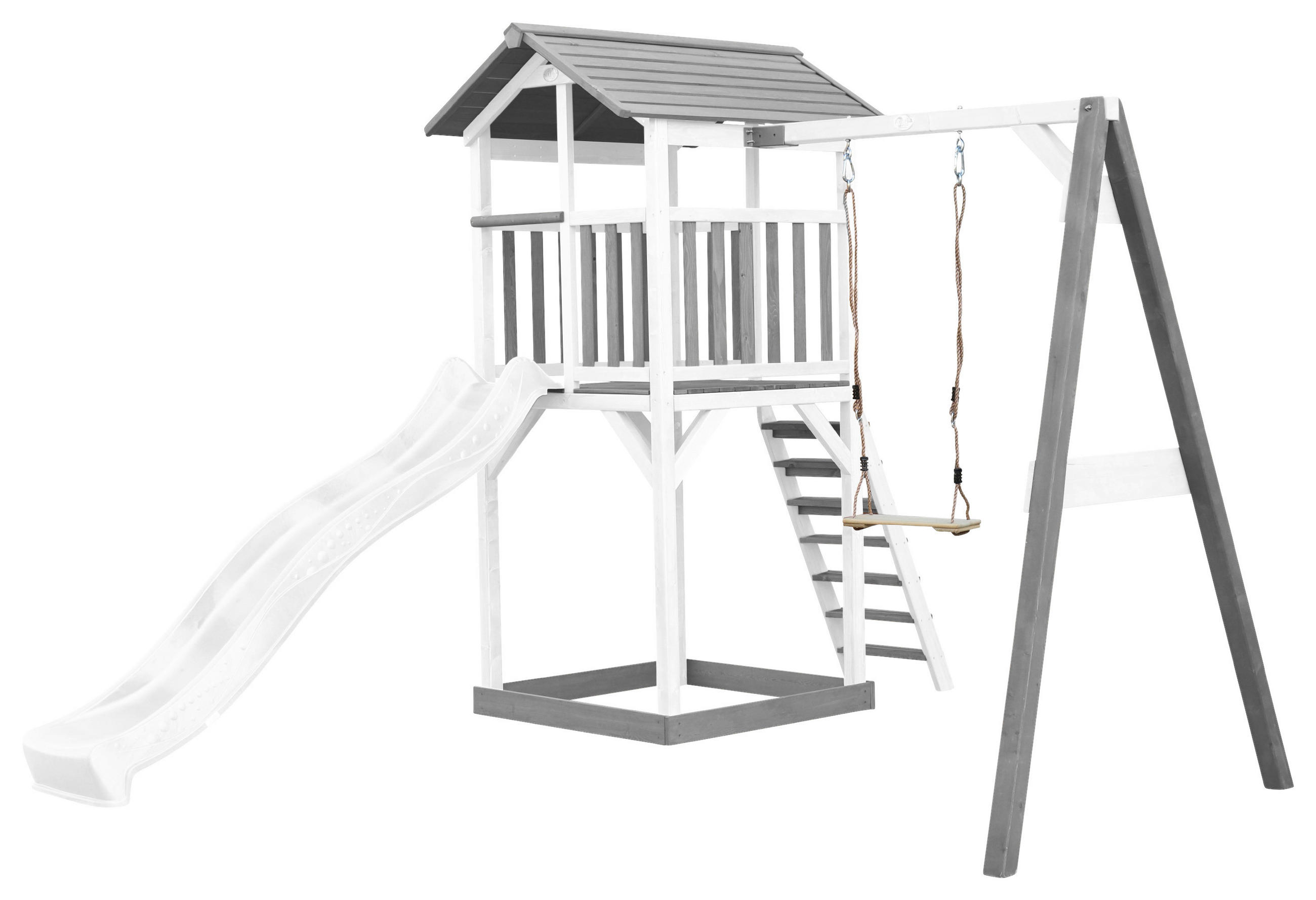 SPIELTURM 283,6/241,9/349 cm  - Weiß/Grau, KONVENTIONELL, Holz/Kunststoff (283,6/241,9/349cm) - Ambia Garden