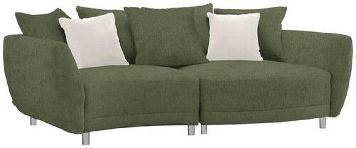 BIGSOFA in Chenille Olivgrün  - Silberfarben/Olivgrün, Design, Kunststoff/Textil (243/72/143cm) - Carryhome